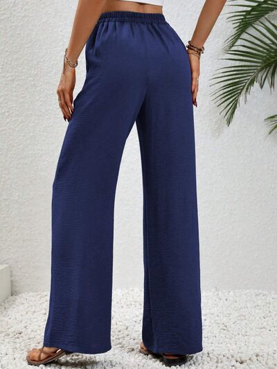 Textured Straight Leg Pants