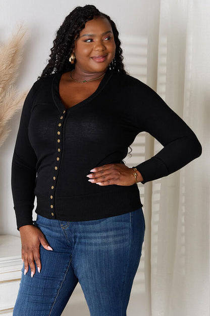 Slim Fit Button Front Cardigan in Black