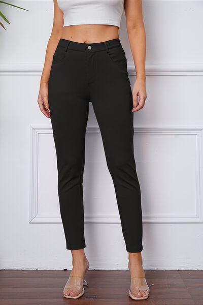 Cropped Ponte Pants With Pockets