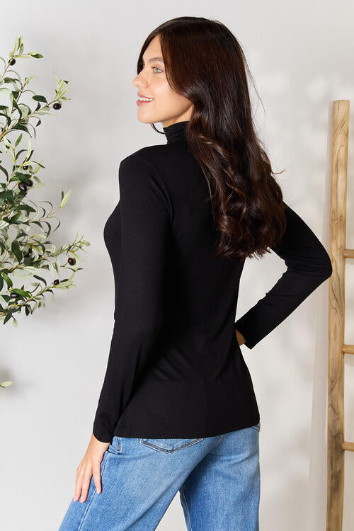 Relaxed Fit Turtleneck Tee in Black