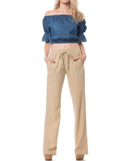 Drawstring Summer Pants in Sand