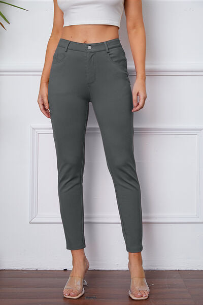 Cropped Ponte Pants With Pockets