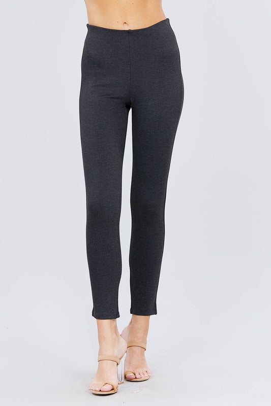 Smooth Front Ponte Pants in Charcoal