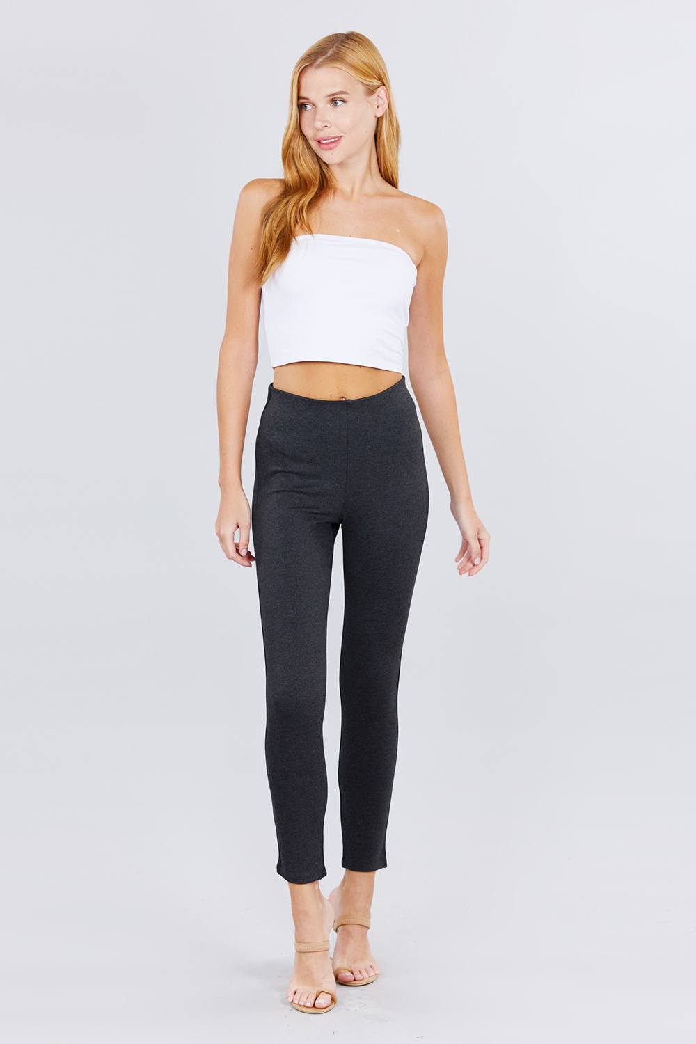 Smooth Front Ponte Pants in Charcoal