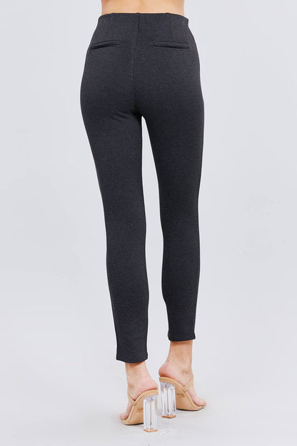 Smooth Front Ponte Pants in Charcoal