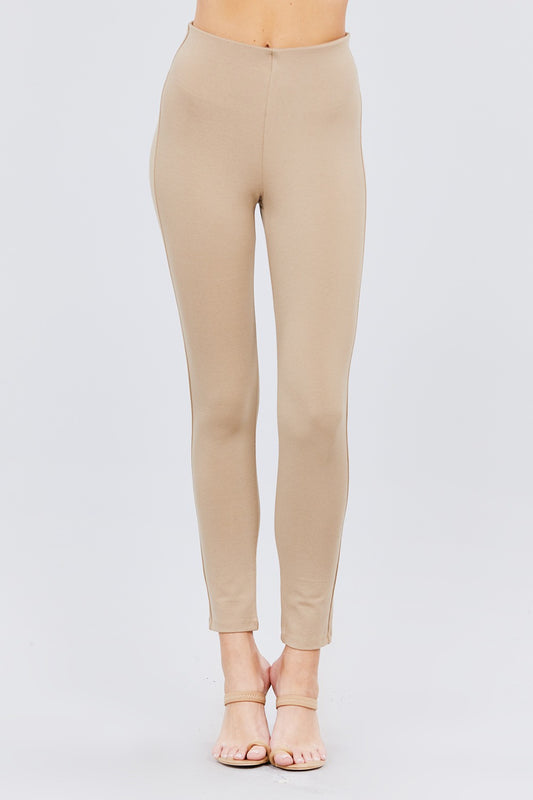 Smooth Front Ponte Pants in Khaki