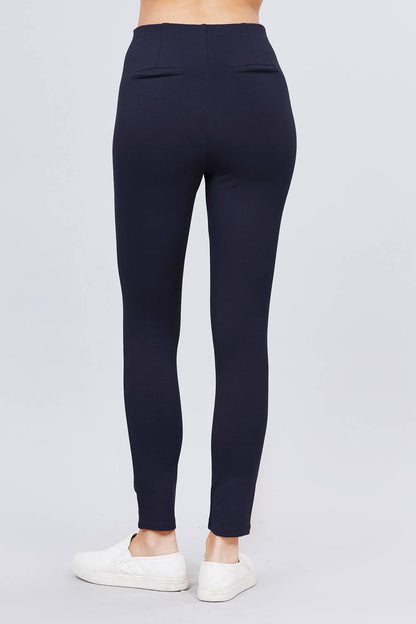 Smooth Front Ponte Pants in Navy