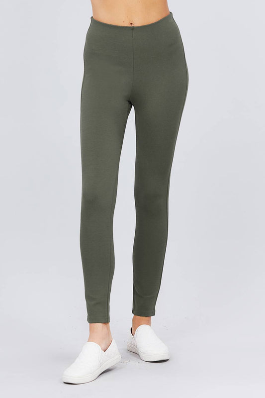 Smooth Front Ponte Pants in Olive