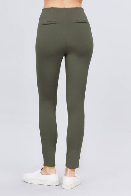 Smooth Front Ponte Pants in Olive