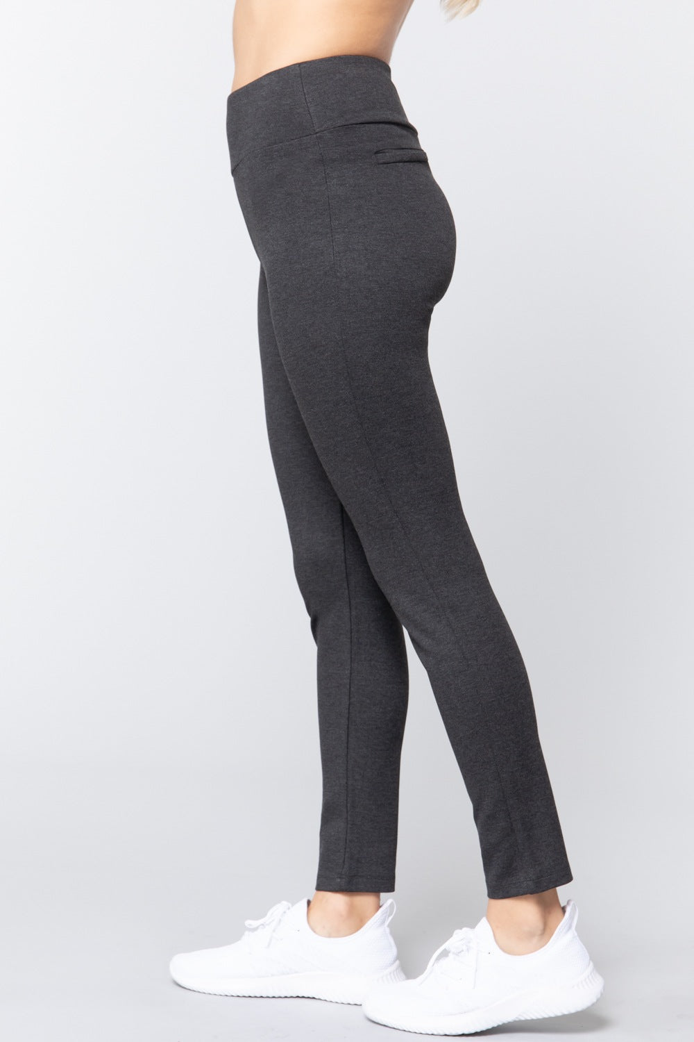Faux Pocket Ponte Pants in Charcoal