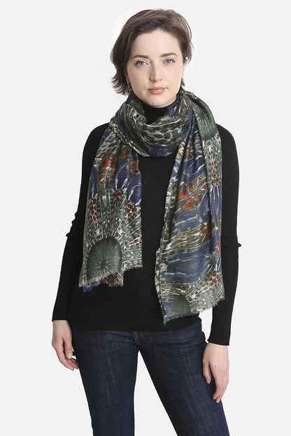 Radial Feather Print Scarf