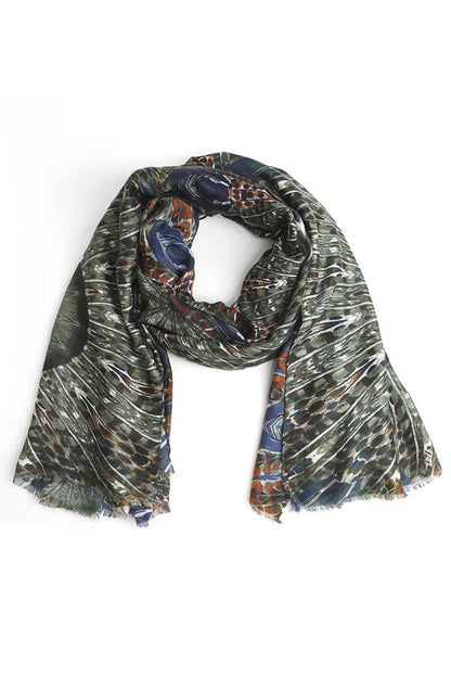 Radial Feather Print Scarf