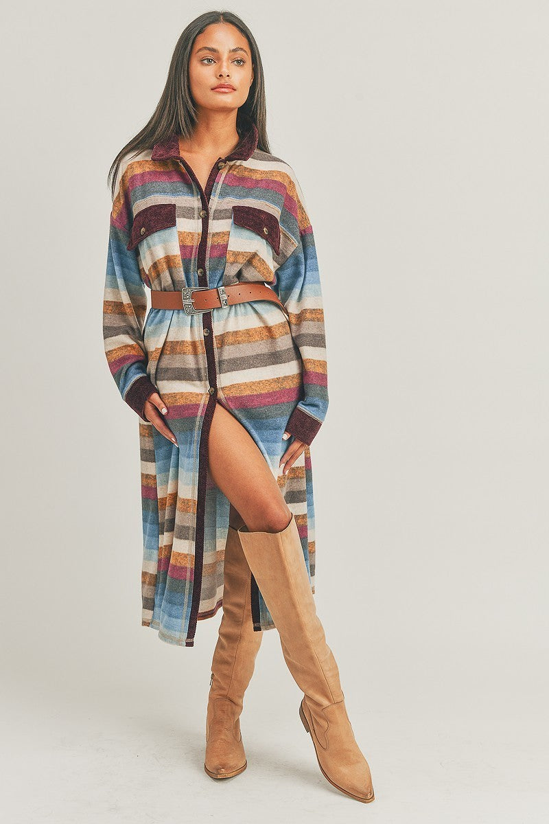 Striped Boho Kimono Duster