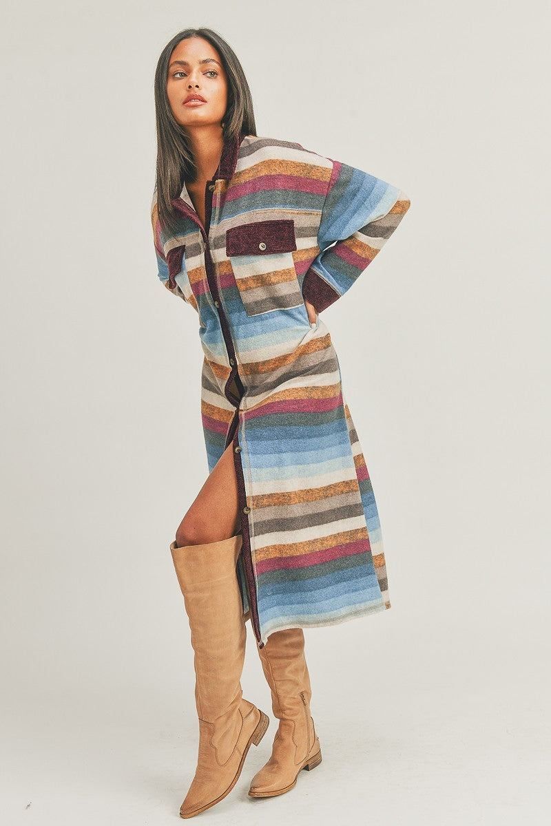 Striped Boho Kimono Duster