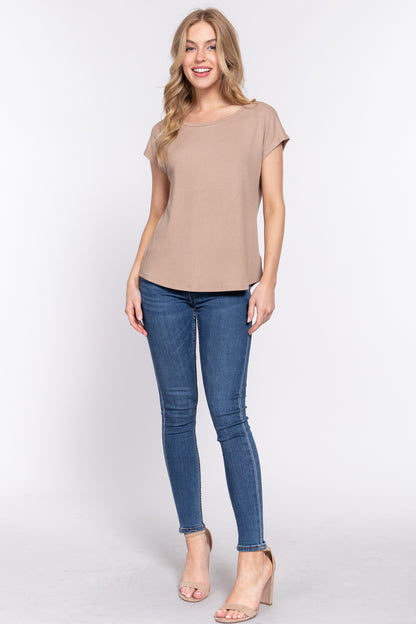 Ribbed Dolman Sleeve Tee in Putty