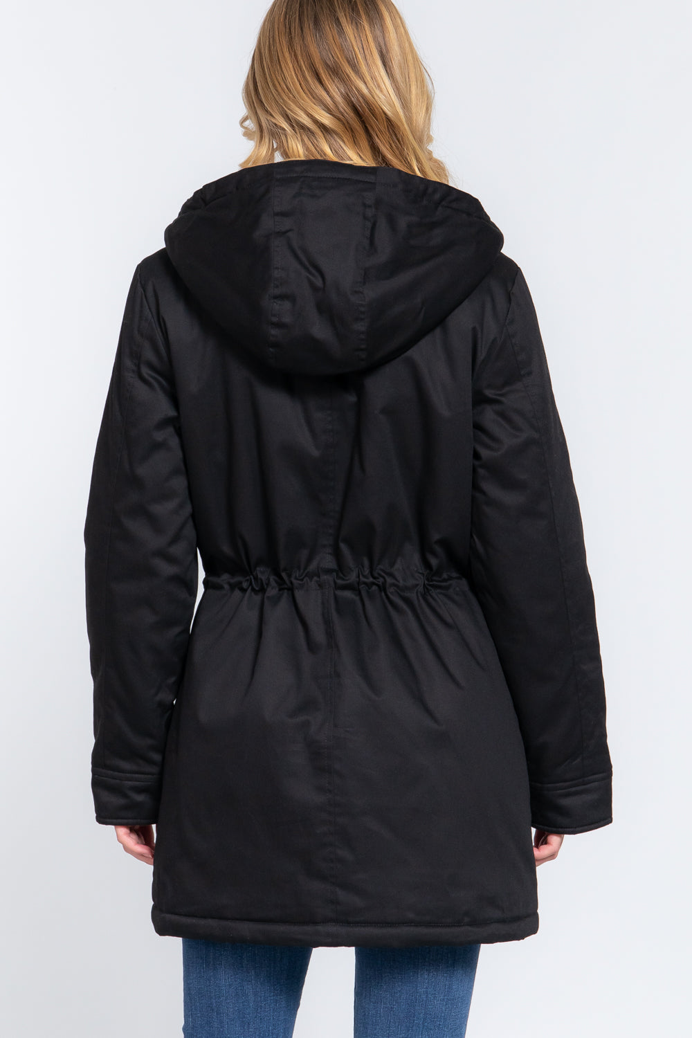 Fleece Lined Utility Jacket in Black