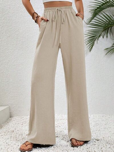 Textured Straight Leg Pants