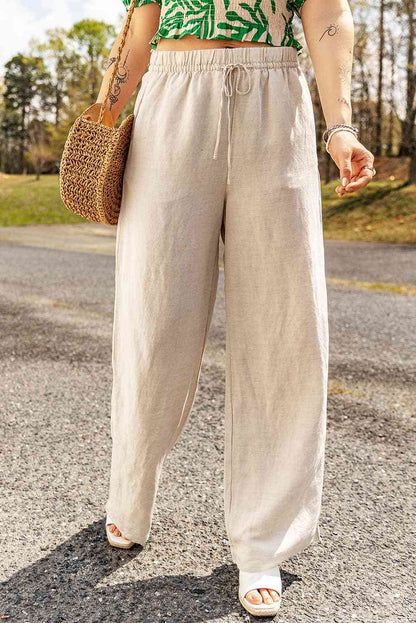 Linen Blend Summer Pants in Parchment