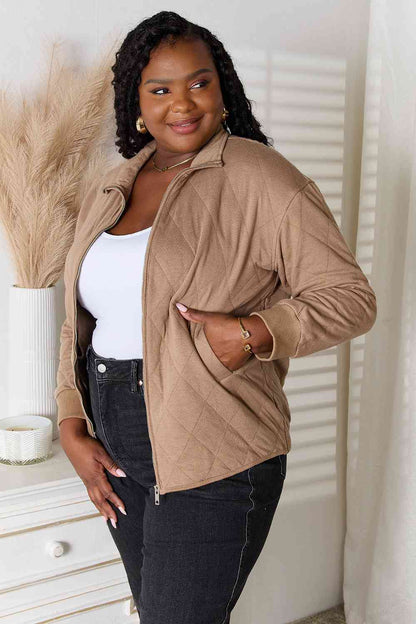 Quilted Drop-Sleeve Jacket in Mocha