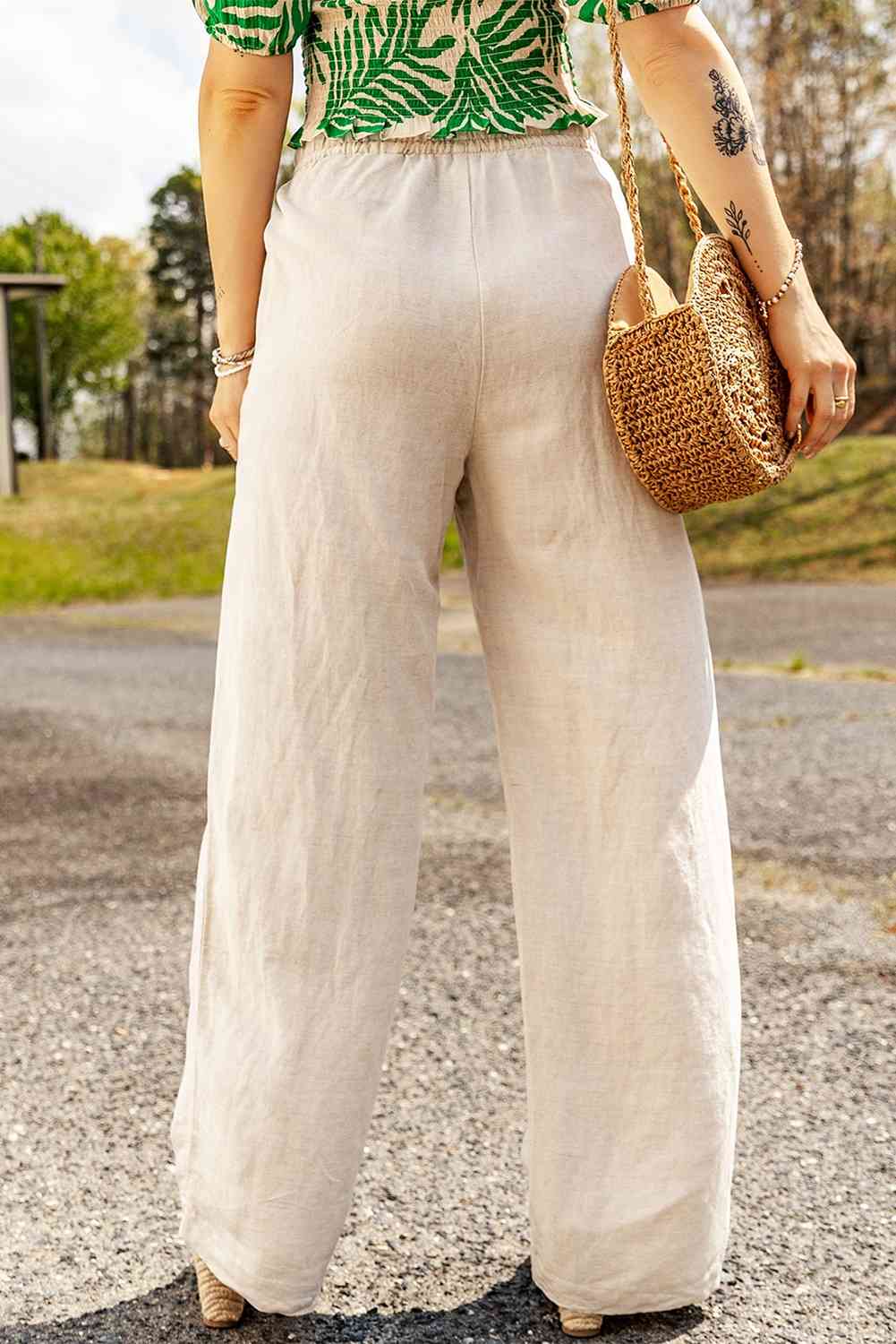 Linen Blend Summer Pants in Parchment