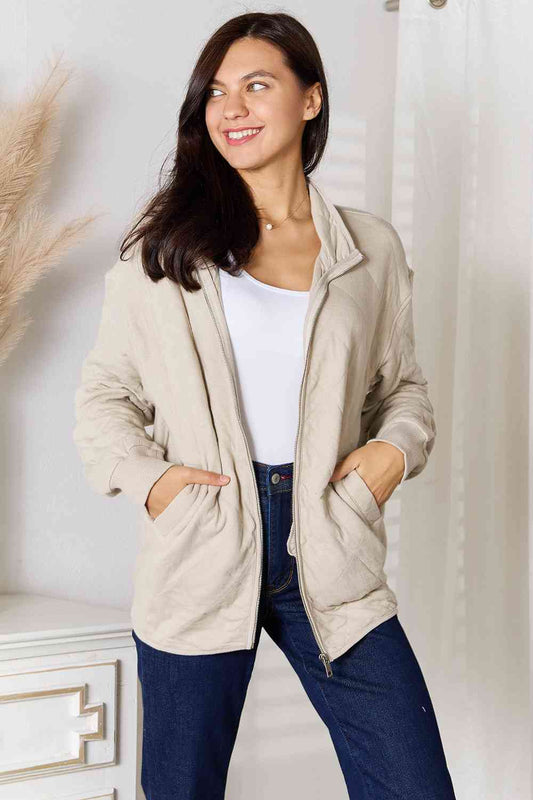 Quilted Drop-Sleeve Jacket in Vanilla