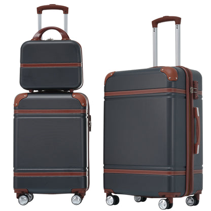 3-Piece Train Case and Luggage Set in Black