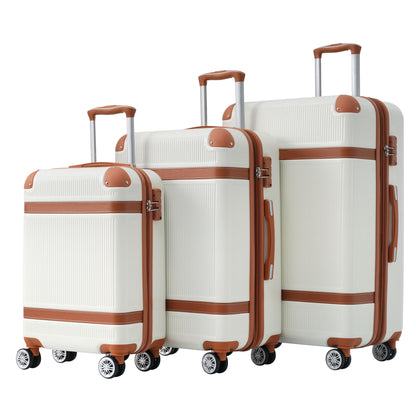 3-Piece Vintage Style Luggage Set in White