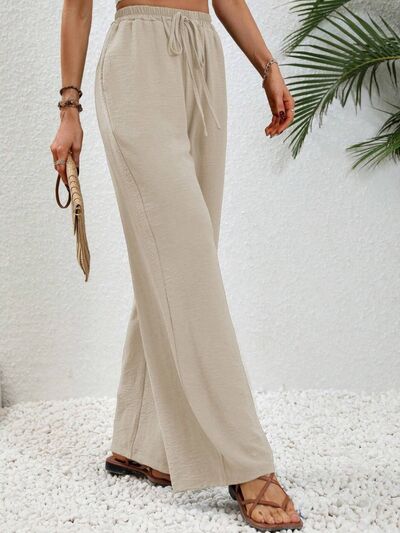 Textured Straight Leg Pants