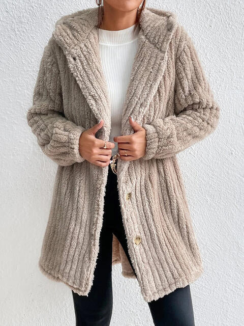 Ribbed Teddy Jacket in Beige